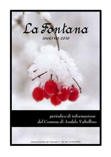 anno 2010 numero 2 (1^ parte) - Comune di Andalo Valtellino