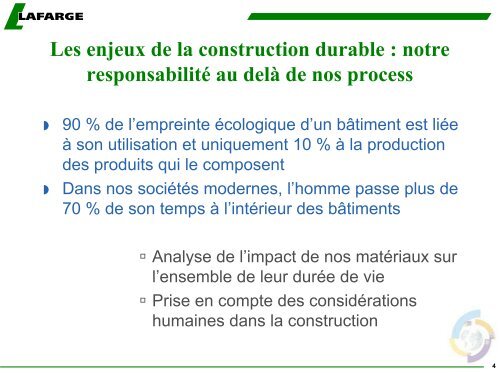 Les enjeux de la construction durable - Lafarge