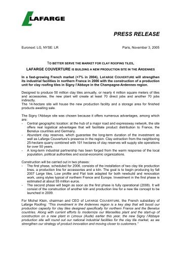 The press release - Lafarge