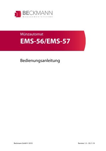 Betriebsanleitung Münzautomat Beckmann EMS 55 - Münzer 24.de