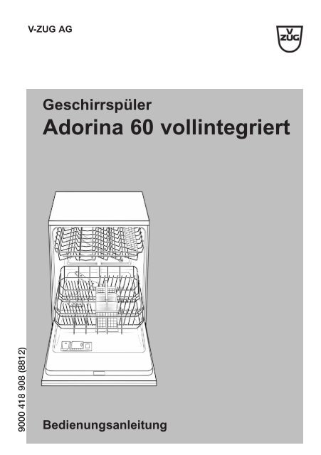 Bedienungsanleitung V-Zug Geschirrspüler ... - Elektroshop24