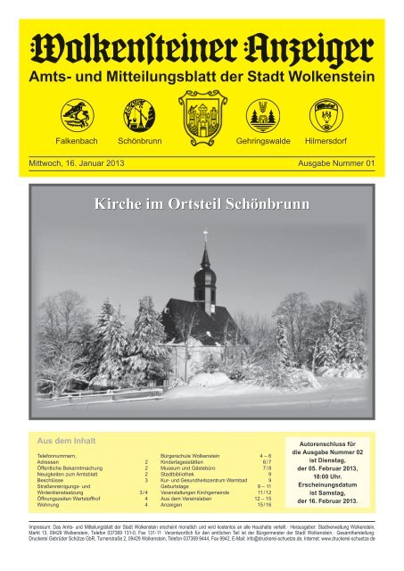 Amtsblatt Januar 2013 - Stadt Wolkenstein