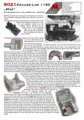 8021Krauss-Lok 1190 „Max“ - Die Modellbau-Werkstatt Bertram Heyn