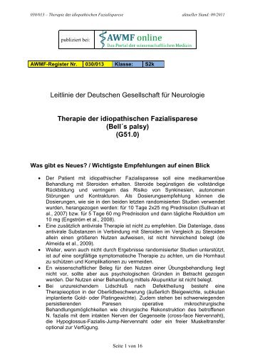 Idiopathische Fazialisparese - AWMF