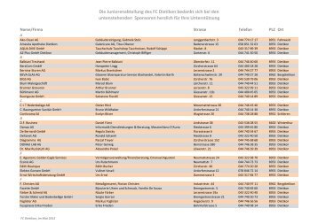 Metatop Sponsorenliste FC Dietikon