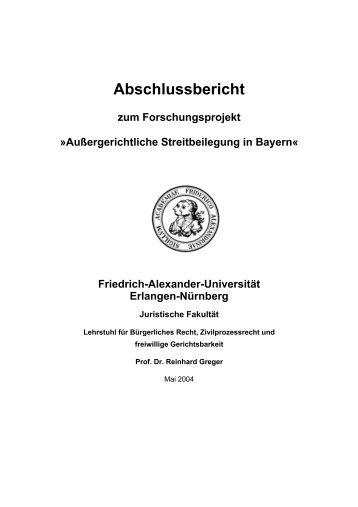 Abschlussbericht - Prof. Dr. Reinhard Greger