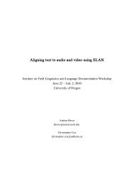 Aligning text to audio and video using ELAN - Linguistics - University ...