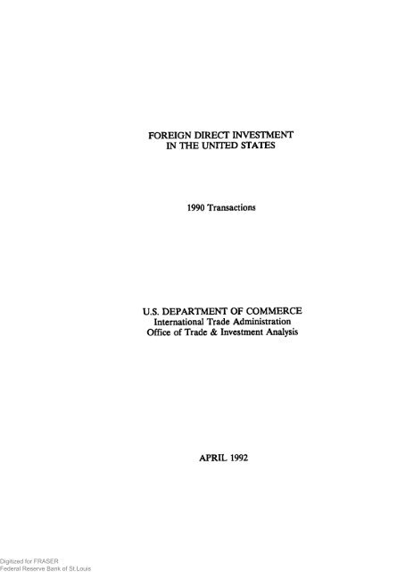 Foreign Direct Investment in the United States. Transactions