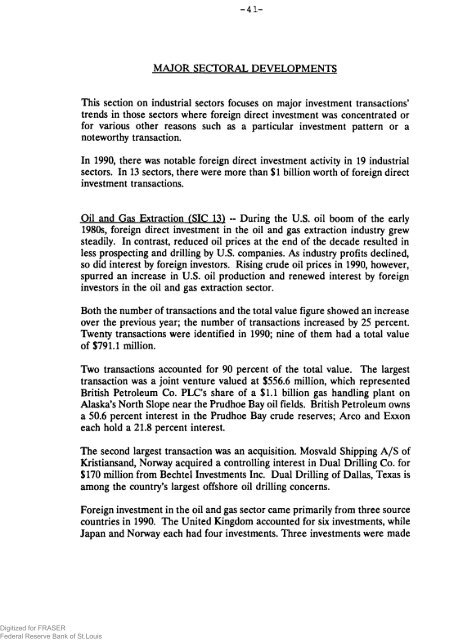 Foreign Direct Investment in the United States. Transactions