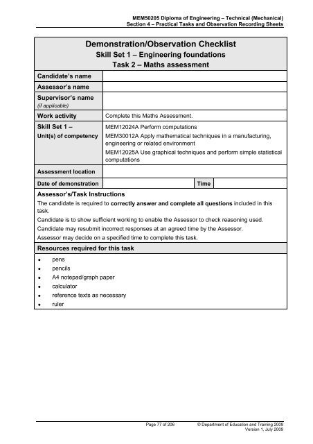 (RPL) Assessment Tool Kit - WestOne