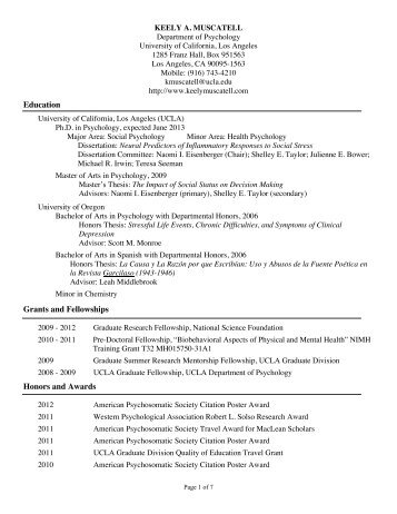 Curriculum Vitae - Keely A. Muscatell