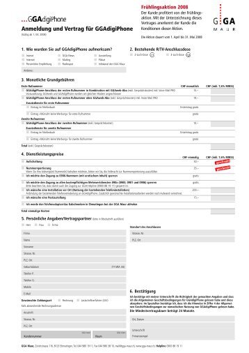 Anmeldung und Vertrag für GGAdigiPhone - GGA Maur