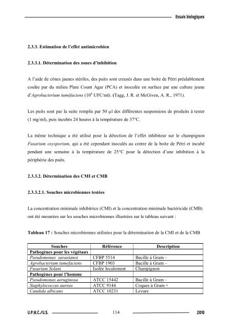 Synthèse de composés organométalliques et évaluation de leurs activités biologiques....