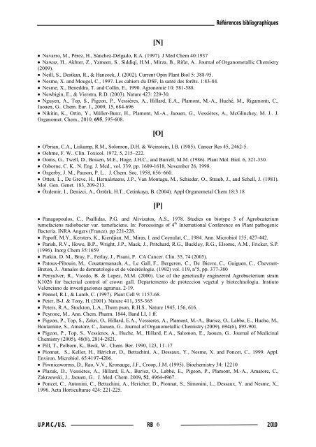 Synthèse de composés organométalliques et évaluation de leurs activités biologiques....