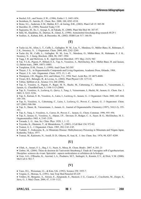 Synthèse de composés organométalliques et évaluation de leurs activités biologiques....