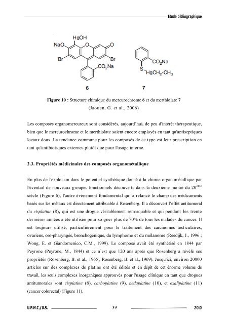 Synthèse de composés organométalliques et évaluation de leurs activités biologiques....