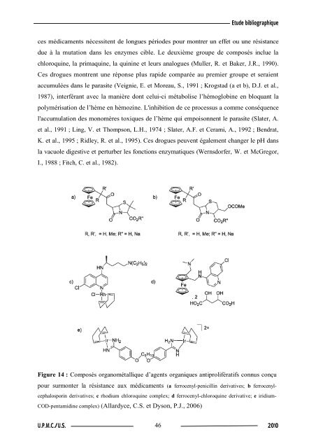 Synthèse de composés organométalliques et évaluation de leurs activités biologiques....