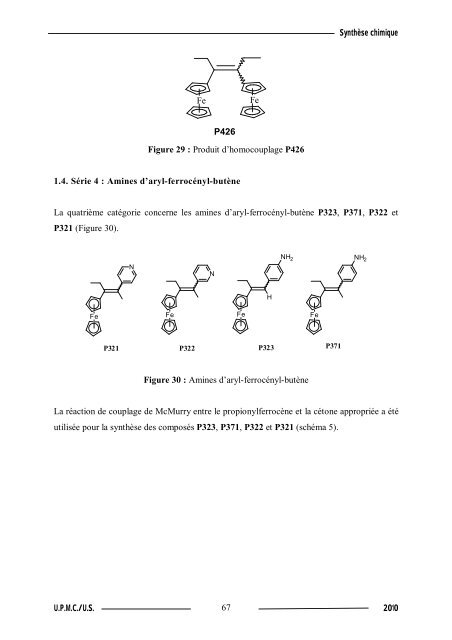 Synthèse de composés organométalliques et évaluation de leurs activités biologiques....