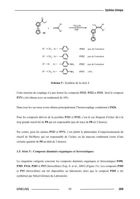 Synthèse de composés organométalliques et évaluation de leurs activités biologiques....