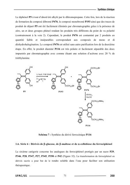 Synthèse de composés organométalliques et évaluation de leurs activités biologiques....