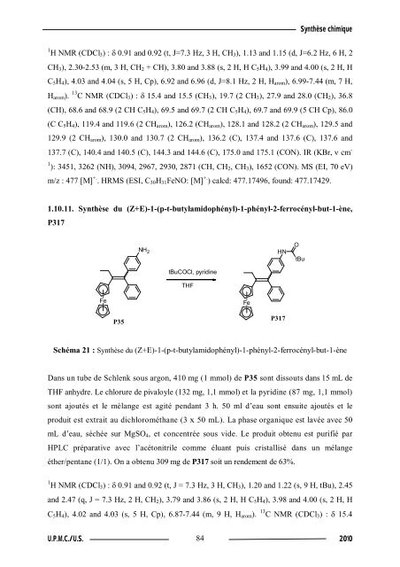 Synthèse de composés organométalliques et évaluation de leurs activités biologiques....