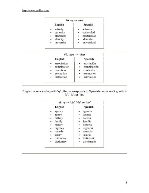 English Spanish Cognates