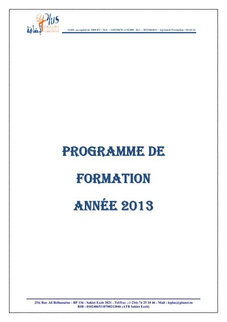Programme "LE PLUS" 2013