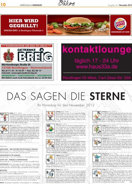 Meine Bühne - Die regionale Veranstaltungszeitung für Reutlingen, Tübingen und Stuttgart