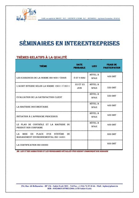 Programme formation 2013