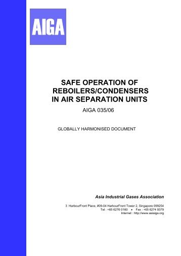 safe operation of reboilers/condensers in air separation units - AIGA