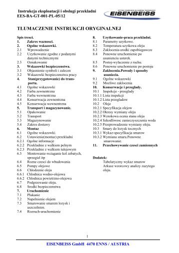 TŁUMACZENIE INSTRUKCJI ORYGINALNEJ - Eisenbeiss