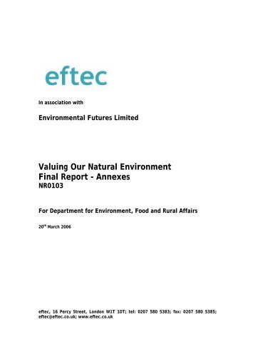Valuing Our Natural Environment Final Report ... - HM Treasury