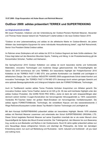 OutDoor 2009: adidas präsentiert TERREX und SUPERTREKKING