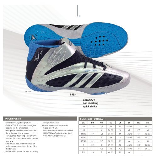 Adidas Martial Arts Shoes Size Chart