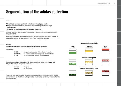 Segmentation of the adidas collection