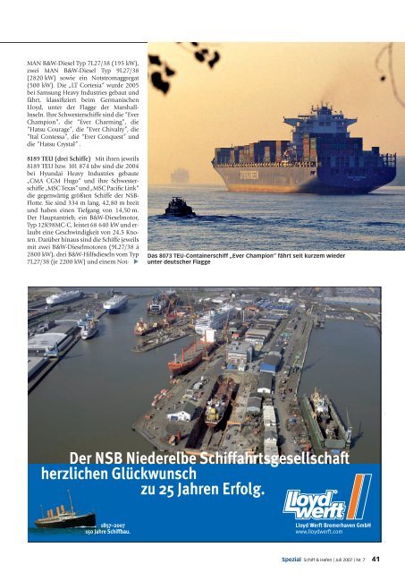 25 Jahre NSB - Schiff & Hafen