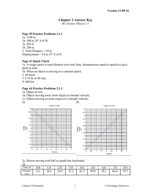 Chapter 2 Answer Key - BC Science Physics 11