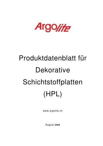 Produktdatenblatt HPL Argolite 2008 - Ghielmetti