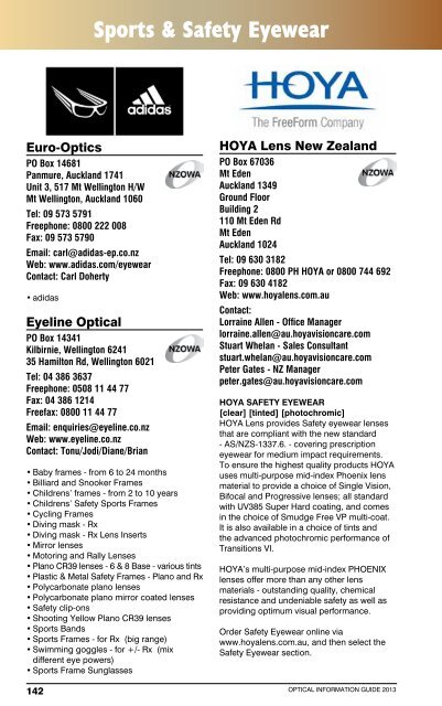 2013 Optical Information Guide - New Zealand Optics