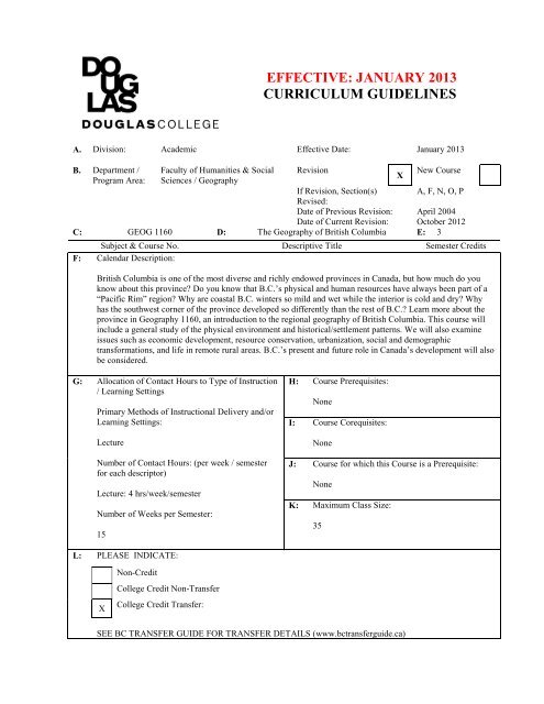 GEOG 1160 - Douglas College