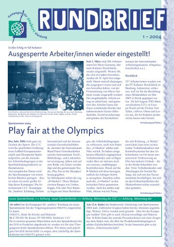 Play fair at the Olympics - Kampagne für Saubere Kleidung