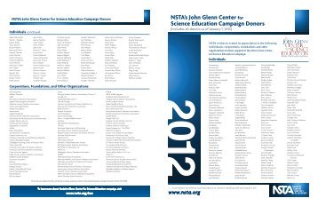 NSTA's John Glenn Center for Science Education Campaign Donors