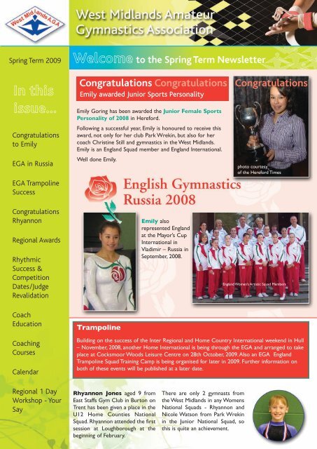 Newsletter Spring 2009 - West Midlands Gymnastics