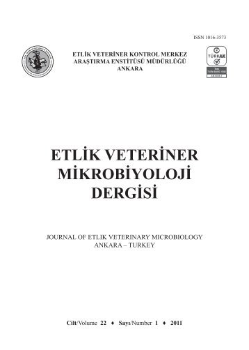 Cilt/Volume 22 Sayı/Number 1 2011 - veteriner kontrol merkez ...