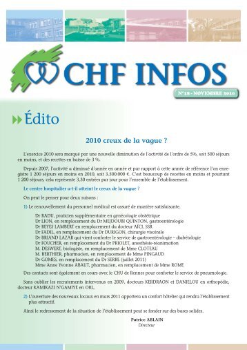 CHF INFOS - novembre 2010 - Centre Hospitalier de Fougeres