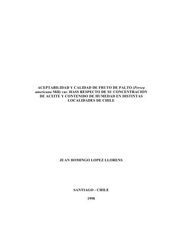 ACEPTABILIDAD Y CALIDAD DE FRUTO DE PALTO (Persea ...