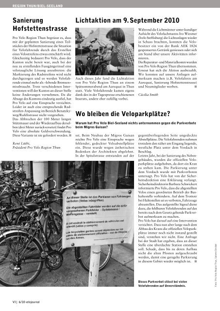 "Velofahren gibt Freiheit!" im Velojournal 2010/6 - Pro Velo Kanton ...