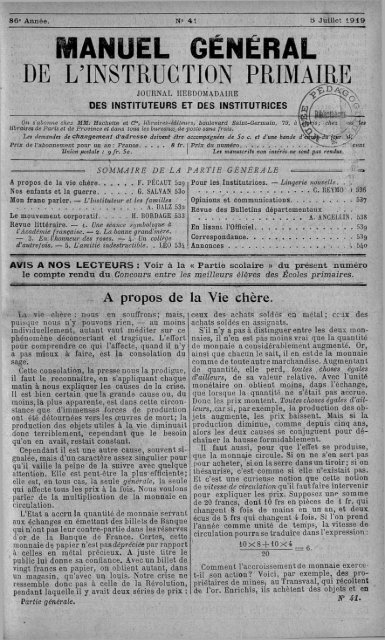 MANUEL GÉNÉRAL DE L'INSTRUCTION PRIMAIRE - INRP