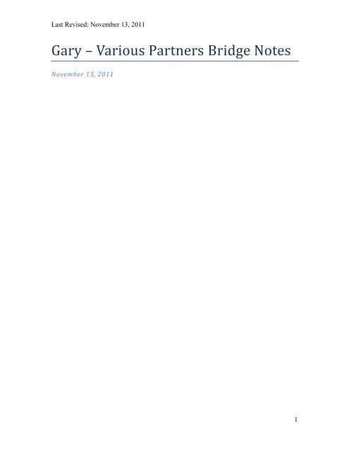 Sarko Gary Bridge Notes - 