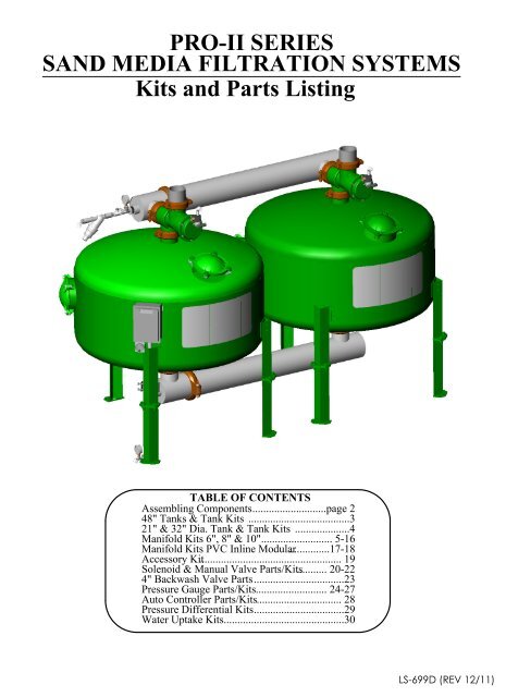 PRO-II SERIES SAND MEDIA FILTRATION SYSTEMS Kits ... - Lakos